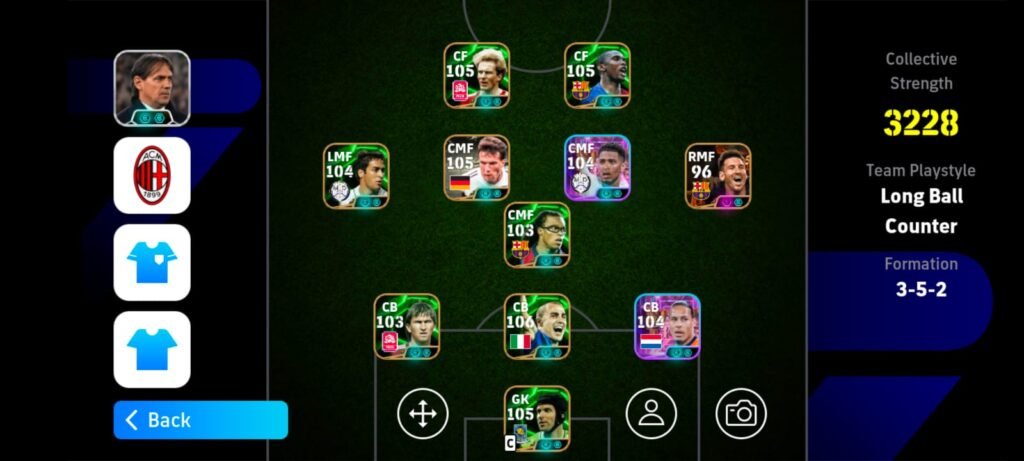 3-5-2 formation in efootball