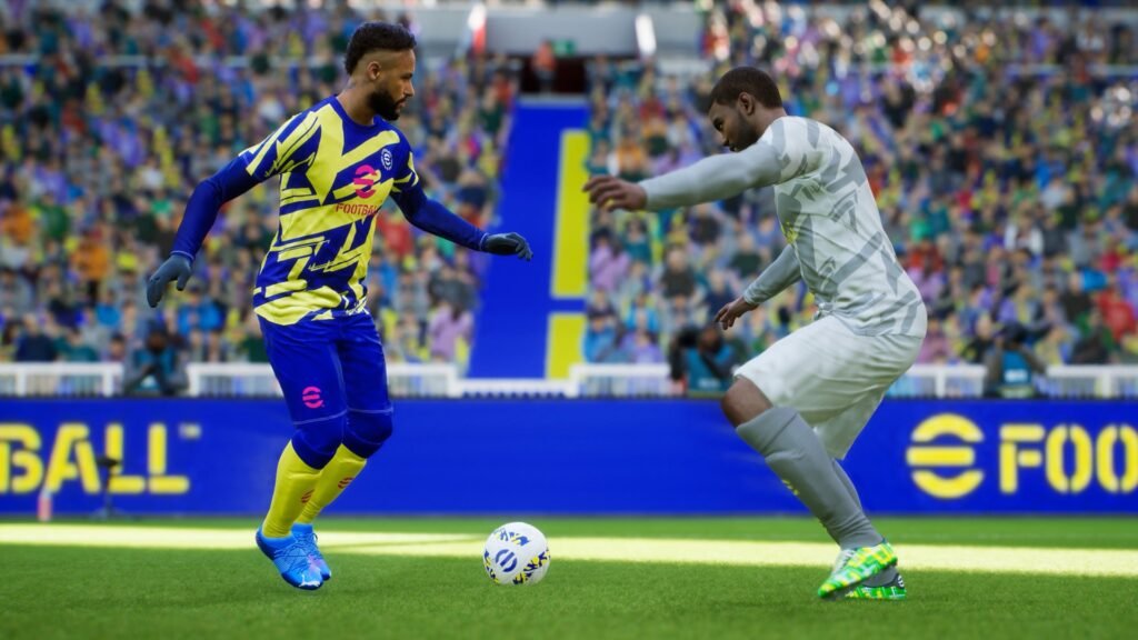 Two players competing for the ball.